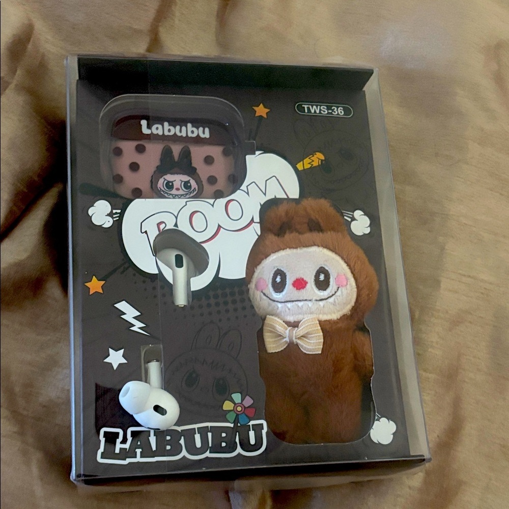 Labubu Brown and Pink Earbud Case Set